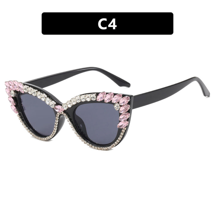 Damer ekstravagante Cat-Eye solbriller med glitrende rhinestones Skanto