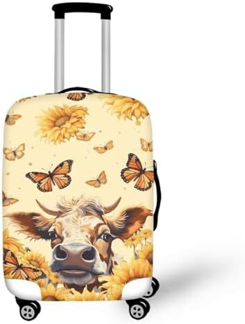 Unisex nan elastisk koffertrekk med hest- og solblomstmotiv, dehbar stretchbeskyttelse for hardplast- trolley med glidelås Skanto