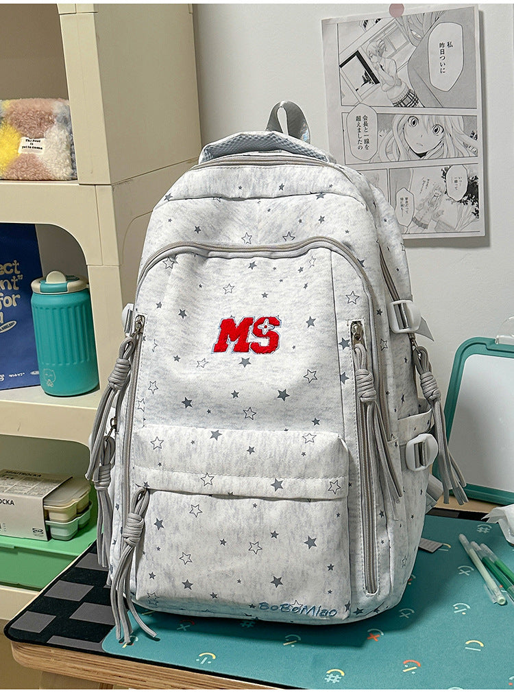 Hverdags Star Print Multi-Compartment Skole Ryggsekk