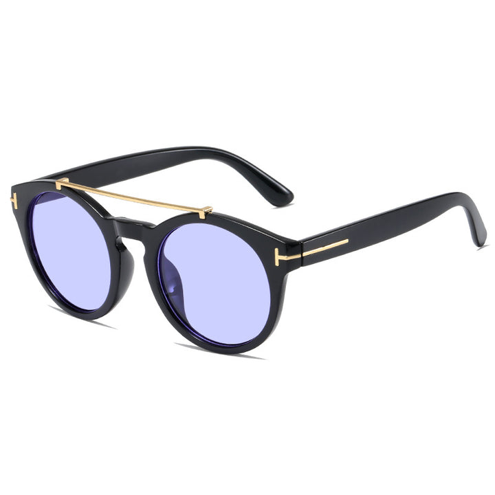 Dame fashionable solbriller med elegante runde glass Skanto