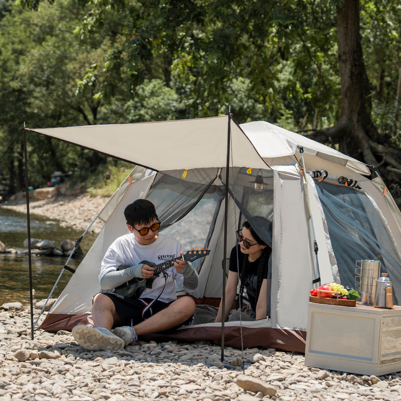 Campingtelt med romslig innvendig plass og utvidbart solskjerm Skanto