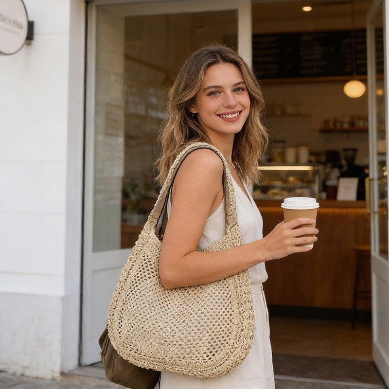 Hand-knotted net tote bag Skanto