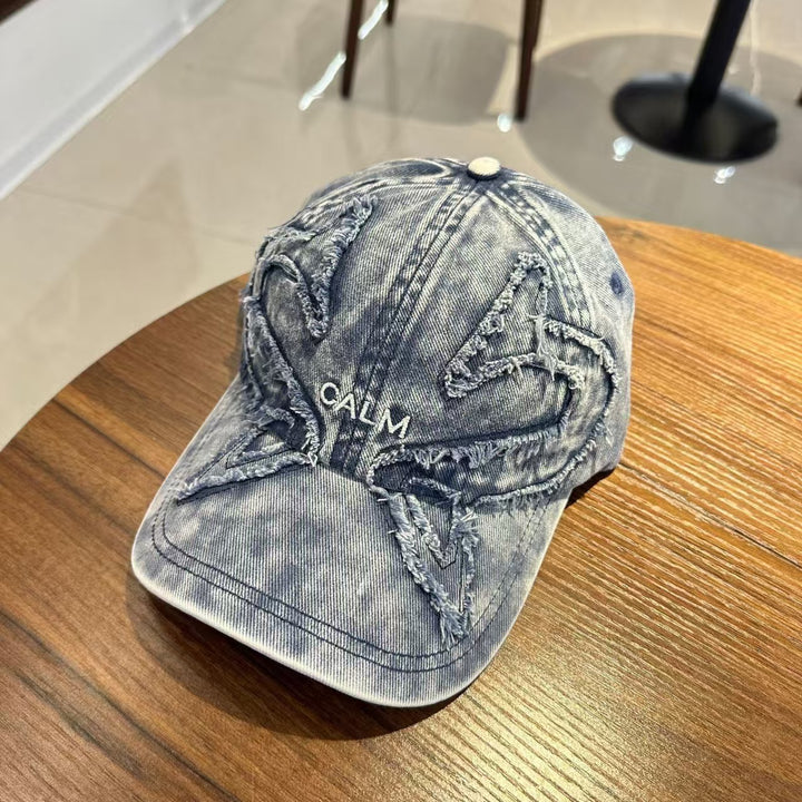 Unisex Slittet Denim Brodert Caps Skanto