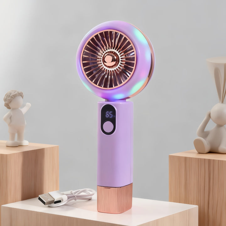 Dame Bærbar Mini-vifte med LED-funksjon og temperaturvisning Skanto