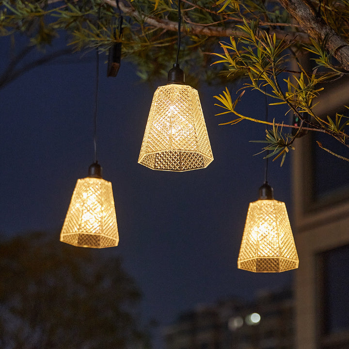 Solar USB Oppladbar Teksturert Glass Pendellampe Skanto