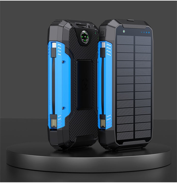Robust solcelle powerbank med integrert kompass og LED-belysning Skanto