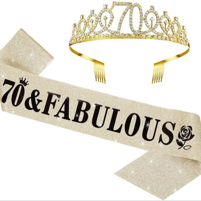 Damer Glitrende bursdags tiara sett med sashes Skanto
