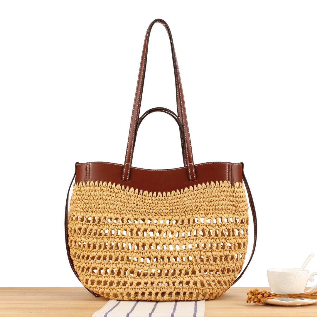 Handbag with fine weave and high-quality leather accents Skanto