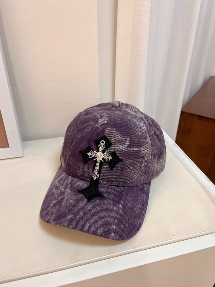 Herren Fløyelsbrodert Cross Baseball Cap Skanto