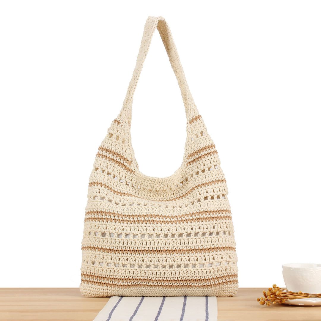 Flettet makramee crossbody veske med moderne striper Skanto