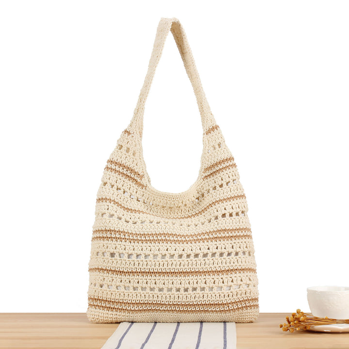 Hand-knotted shoulder bag with maritime stripe pattern Skanto