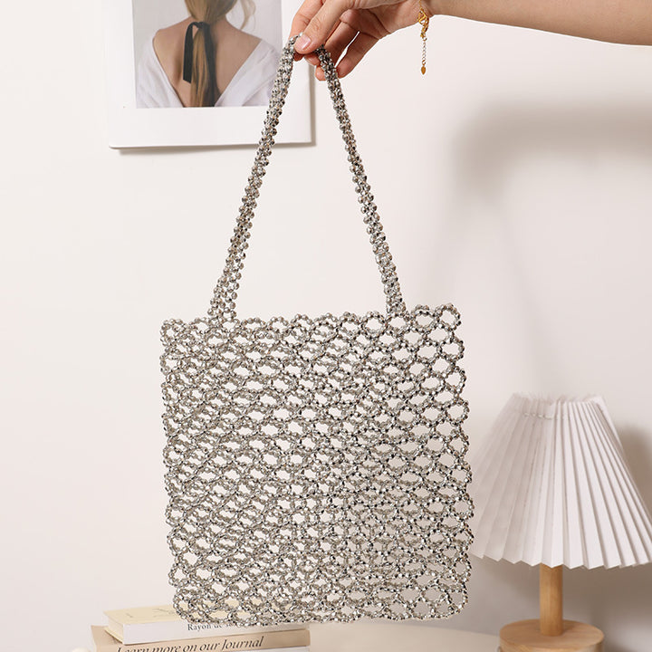 Sparkling Net Bag made of braided material Skanto