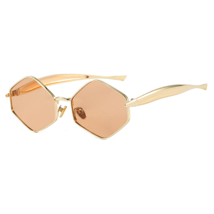 Women's hexagonal sunglasses with elegant metal frame and UV protection Skanto