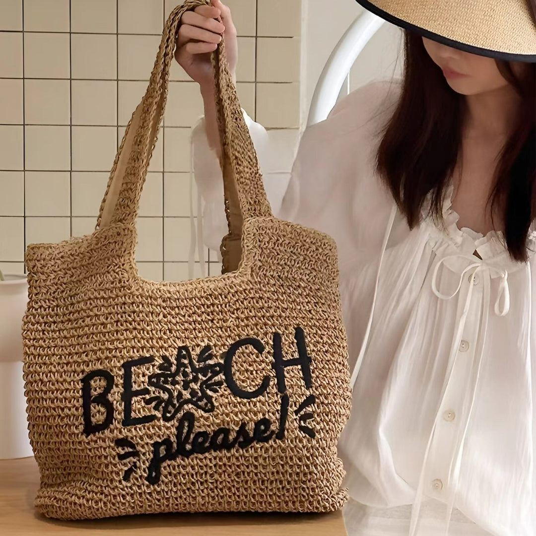 Strandveske med brodert tekst Skanto