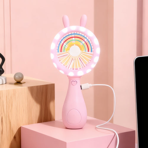 Damen bærbar håndvifte med LED-funksjon og innovativ kanin-design Skanto