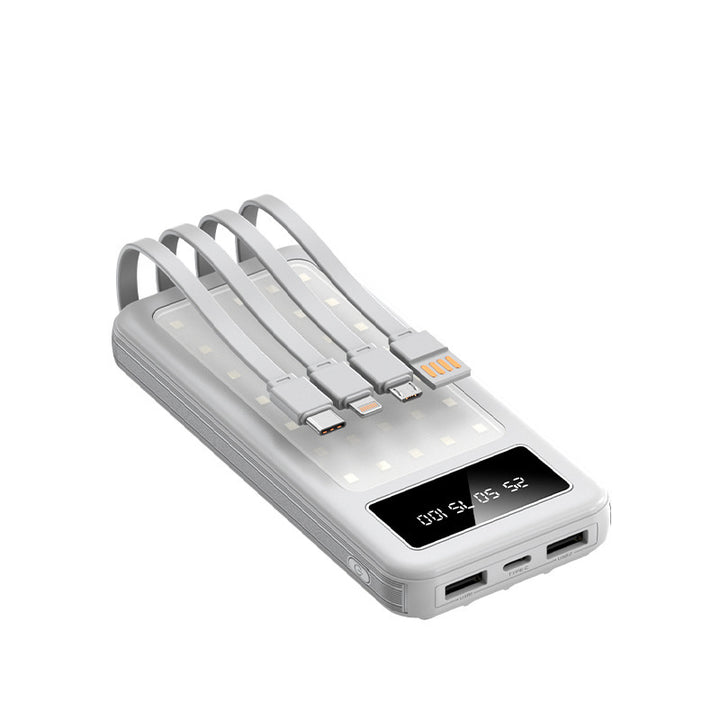 Bærbar powerbank med digital effektindikator og integrert kabelsystem Skanto