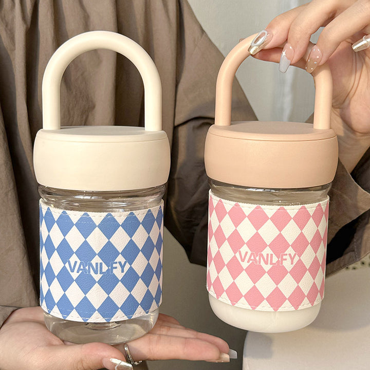 Damen Hochwertige Glas Trinkflasche mit ergonomisk håndtak Skanto