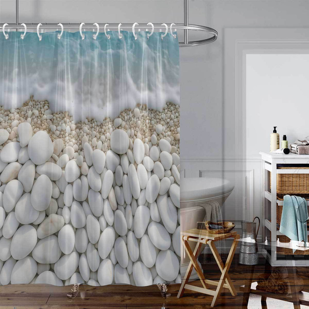 Kystinspirert kunstnerisk dusjforheng Skanto
