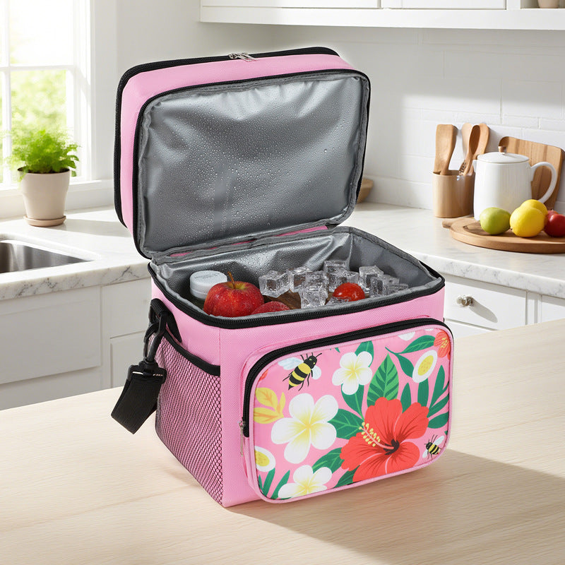 Isolert piknik kjølebag med stilfullt blomsterdesign Skanto