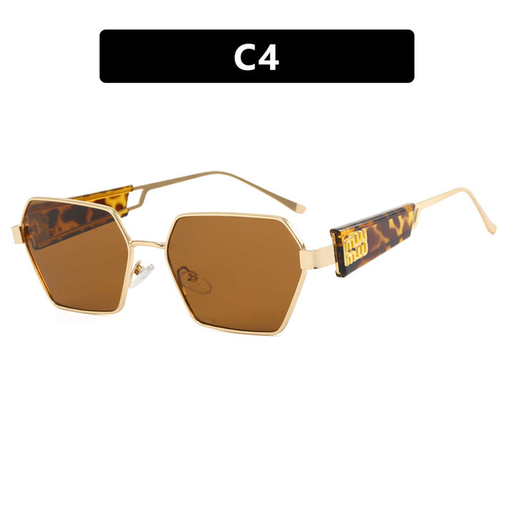 Dame heksagonal solbrille med elegant metallramme og beskyttende glass Skanto