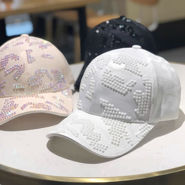 Dame dekorert paljett baseball cap Skanto