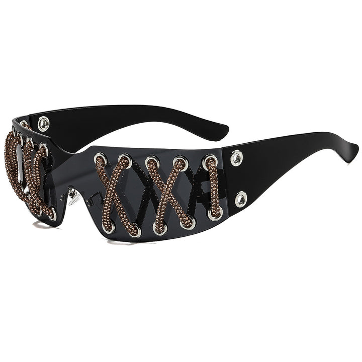 Dame futuristisk design solbrille med unik dekor Skanto