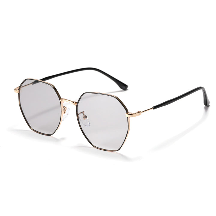 Dame modisk åttekantet solbrille med trendy metallramme Skanto