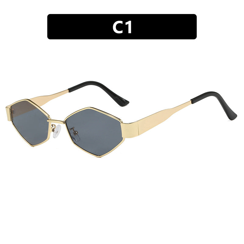Women's geometric sunglasses with slim metal frame and polarized lenses Skanto