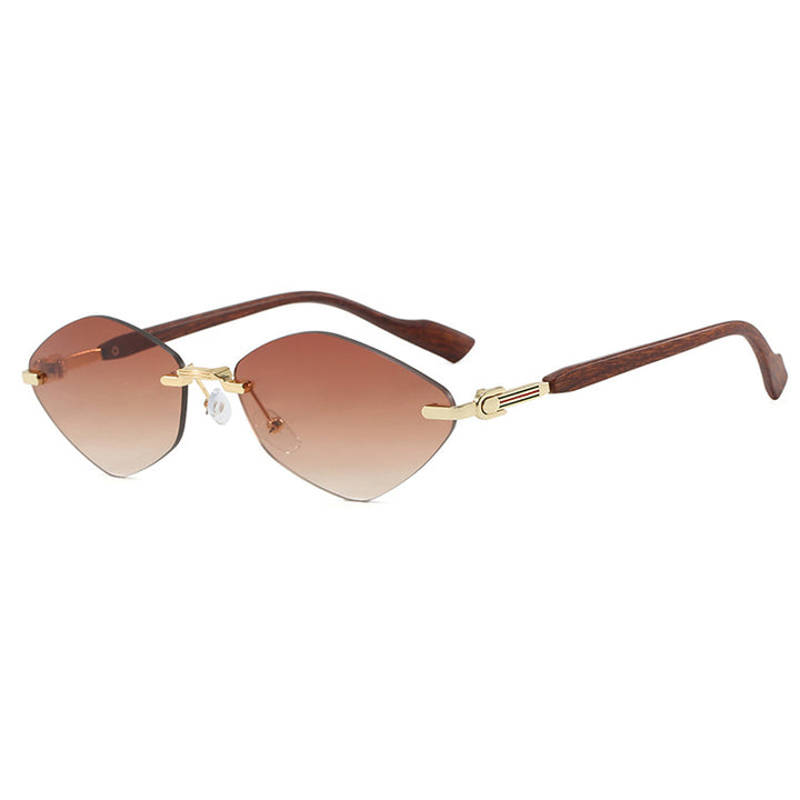 Women's geometric sunglasses with luxurious wood arms and polarized lenses Skanto