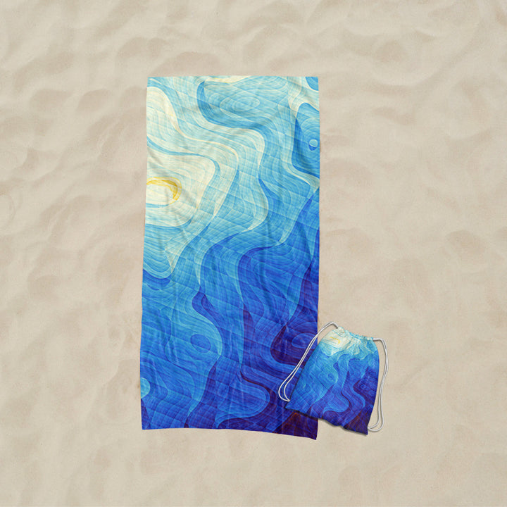 Strandhåndkle med kunstnerisk bølgedesign Skanto
