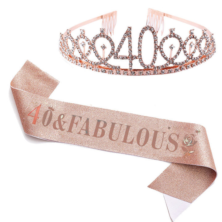 Damer Glitrende bursdags tiara sett med sashes Skanto