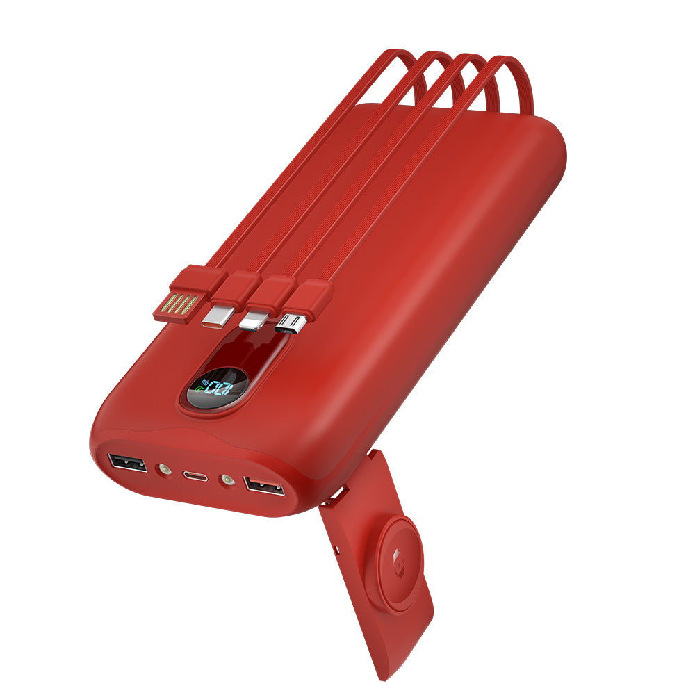 Bærbar powerbank med innebygde ladekabler og LCD-skjerm Skanto
