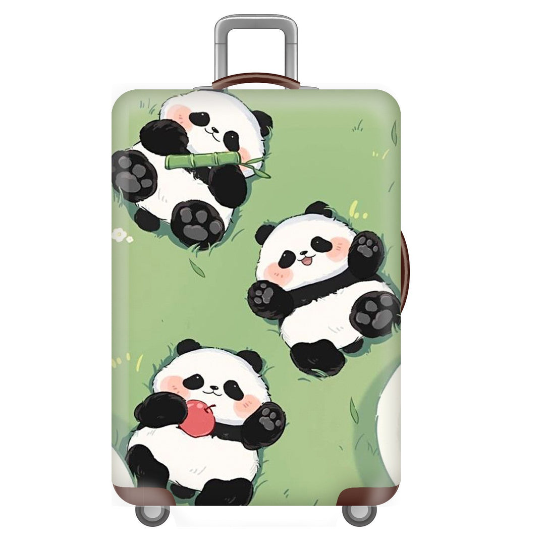 Unisex nan elastisk koffertrekk for hardplast trolley med søtt panda-motiv, elastisk beskyttelsestrekk med håndtak- og hjulåpninger Skanto