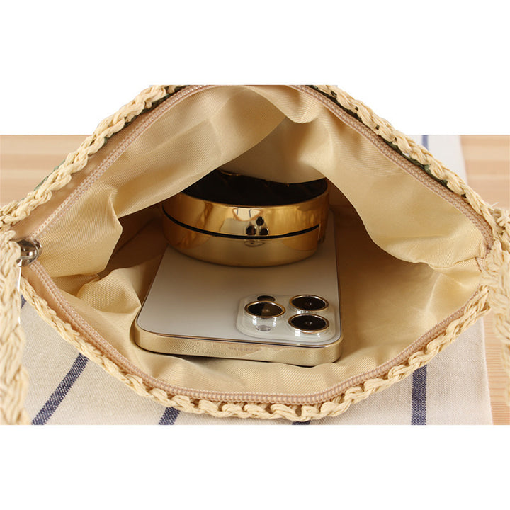 Hand-knotted shoulder bag in floral design Skanto