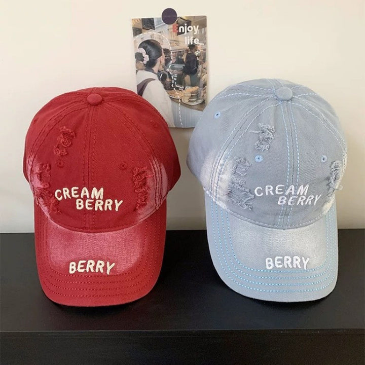 Kvinnens slitt denim baseballcaps Skanto