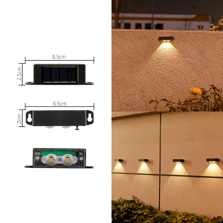 Kompakt solardrevet bevegelsessensor LED vegglampe for utendørs trapper og gjerder Skanto