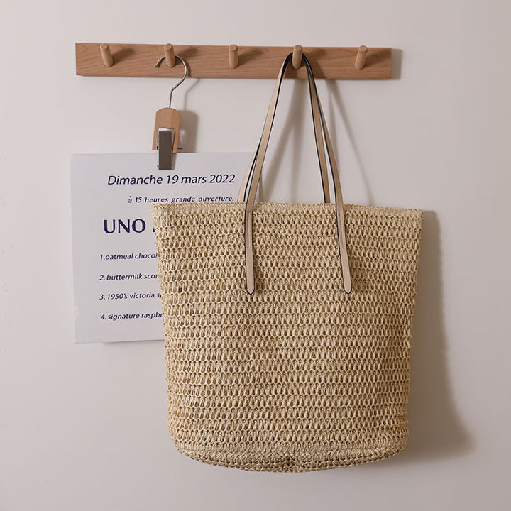 Braided shopper with elegant leather handles Skanto