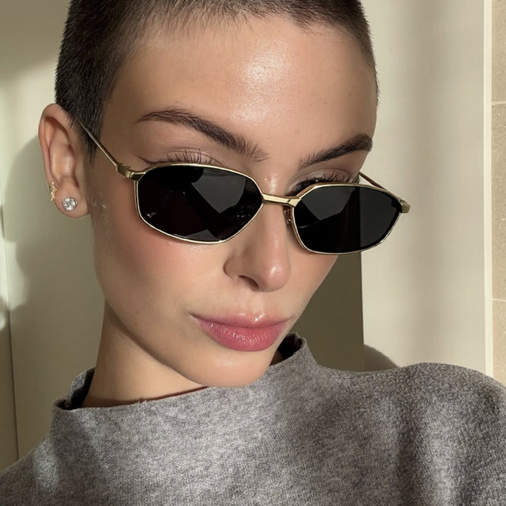 Women's Geometric Sunglasses with Protective UV Filter and Minimalist Metal Frame Skanto