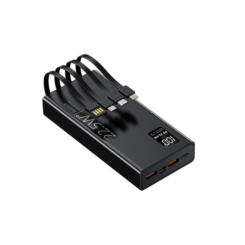 Multifunksjonell powerbank med integrert kabelsystem og digital effektvisning Skanto