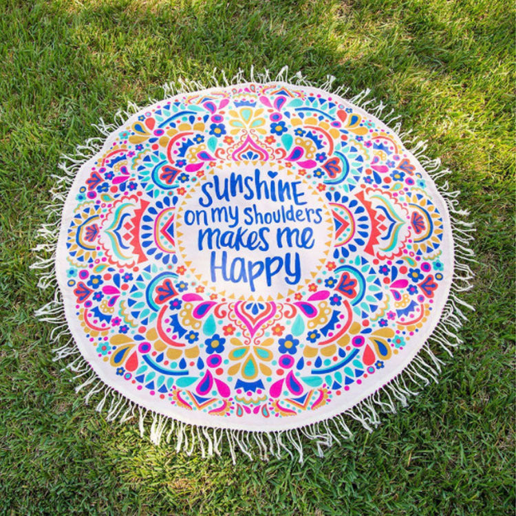 Unisex rund Stranddecke med fargerik mandala-motiv Skanto