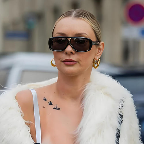Dame modische oversized solbrille med bred ramme og beskyttende glass Skanto