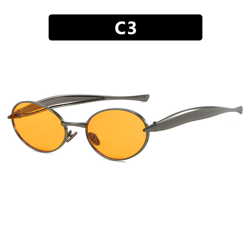 Women's Fashionable Oval Frame Sunglasses with Glittering Details Skanto