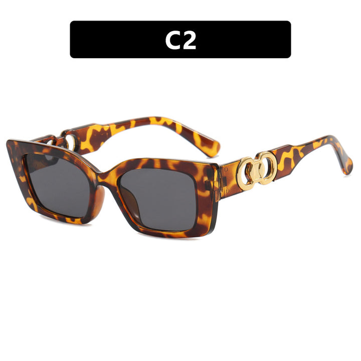 Women's Fashionable Square Sunglasses with Gold Embellishments Skanto