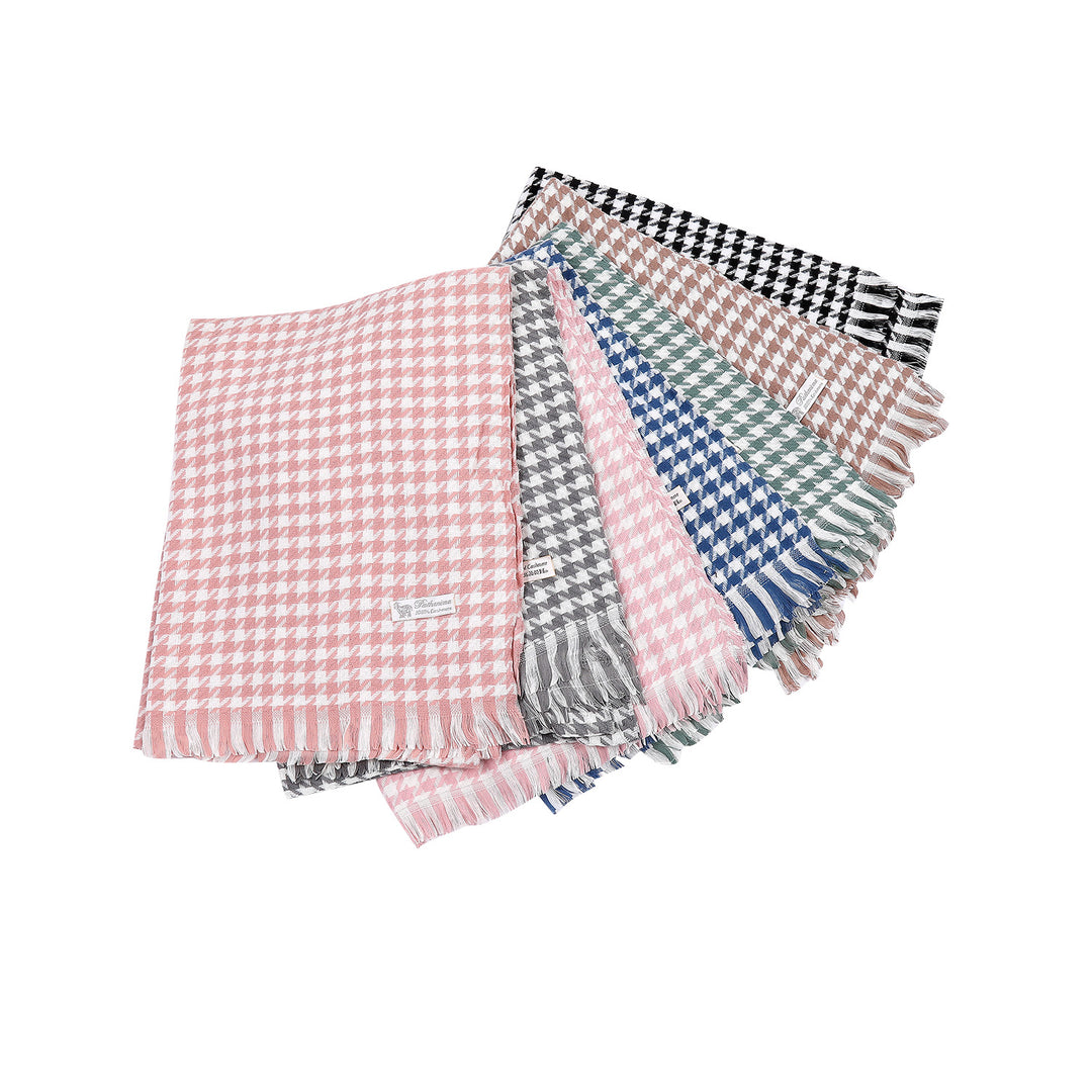 Dame elegant skjerf med houndstooth mønster Skanto