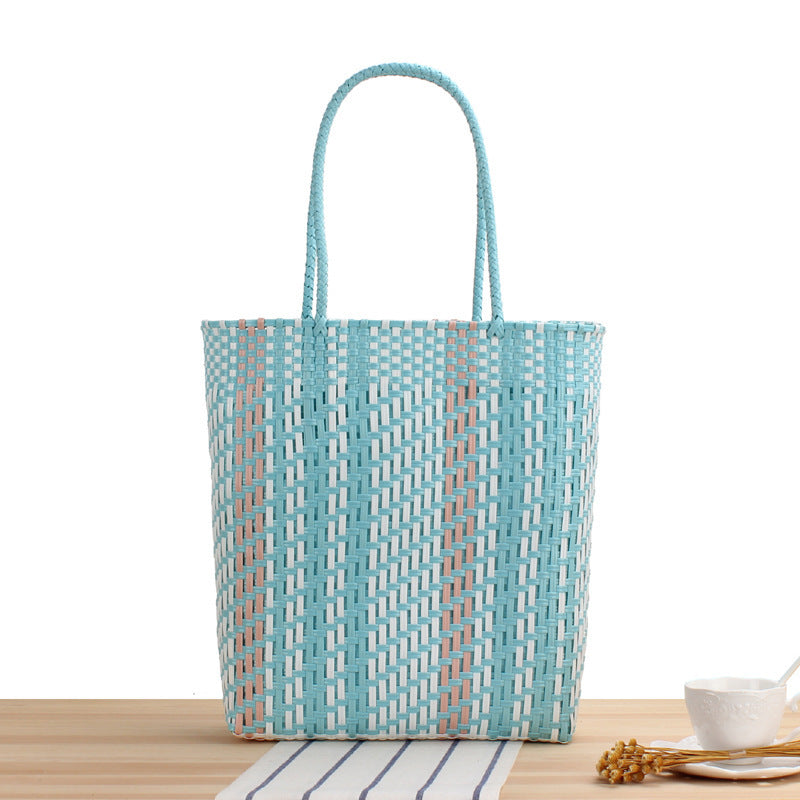 Braided tote bag with colorful design and sturdy handles Skanto