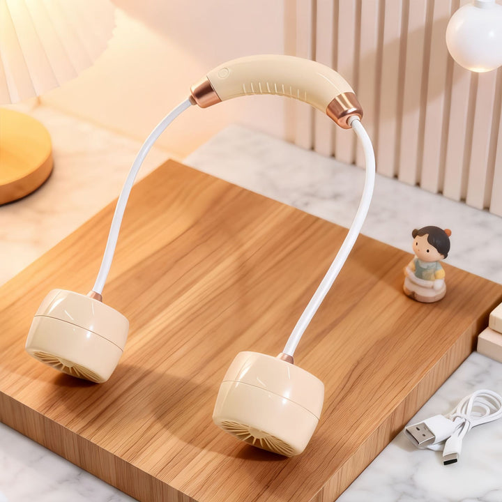 Dame Bærbar Nakkevifte med fleksibel design og integrert USB-port Skanto