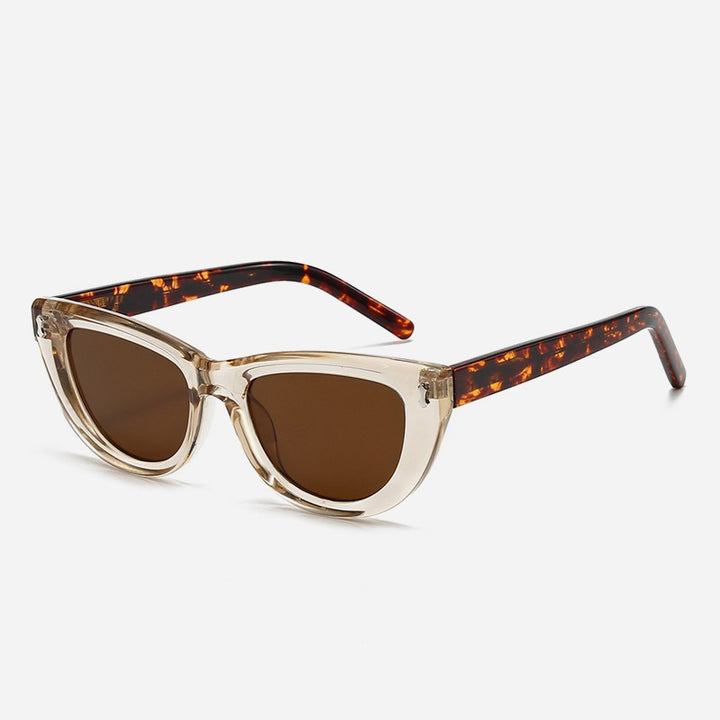 Dame Cat-Eye solbriller med transparent ramme og brune linser Skanto