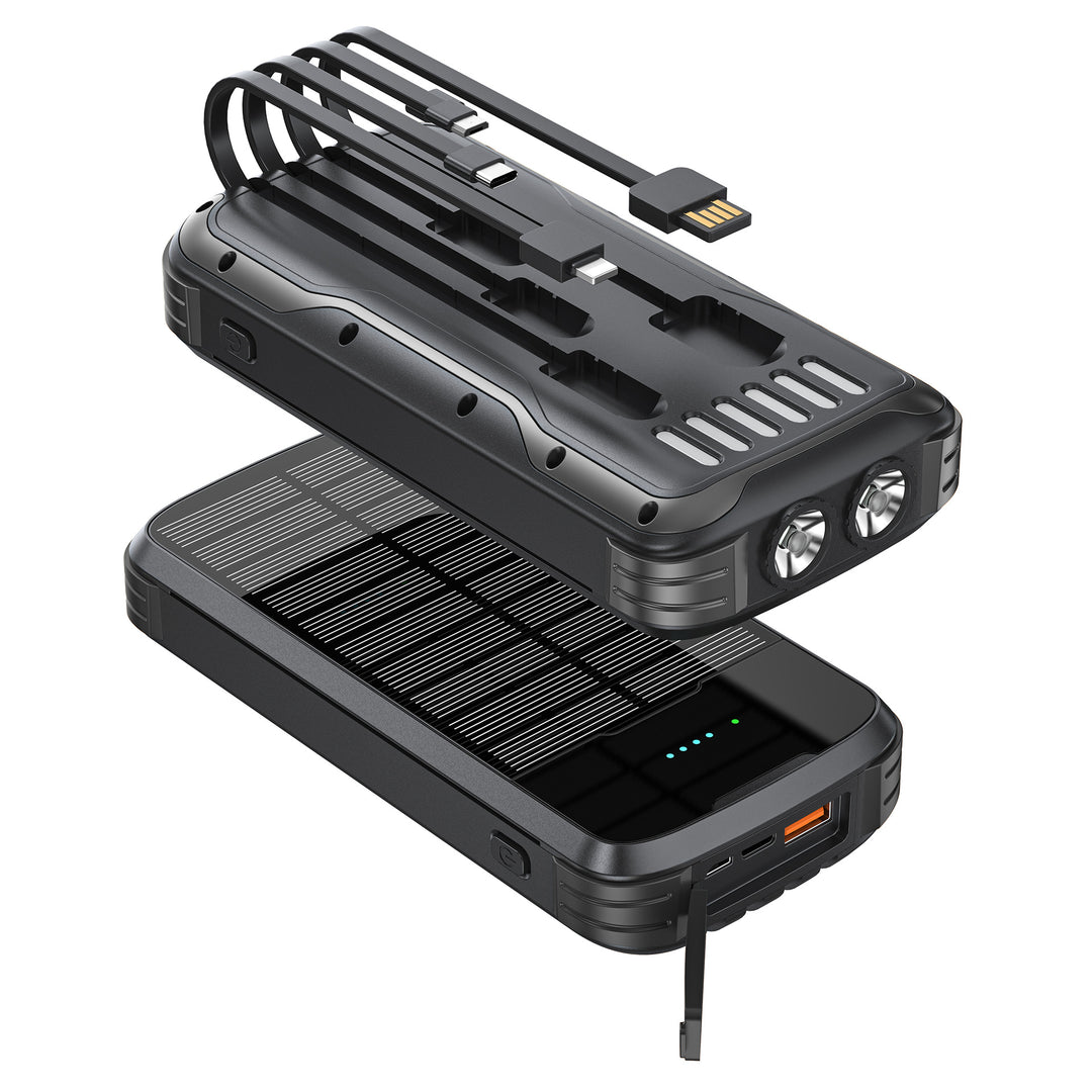 Solar Powerbank med integrert LED-lys og flere ladeporter Skanto