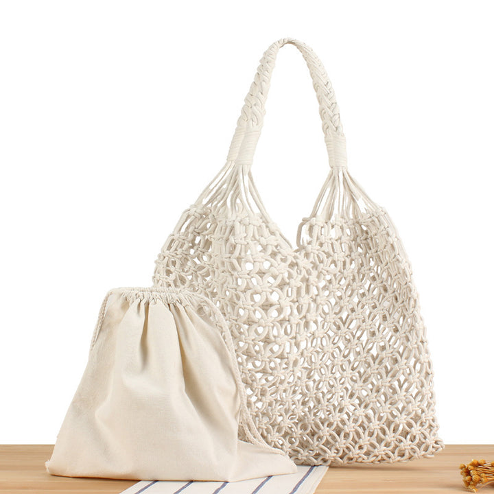 Handbag made of robust hand-knotted net material Skanto
