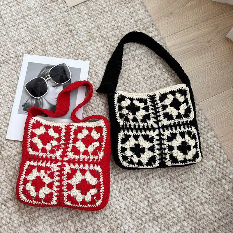Crocheted crossover bag with folk-inspired design Skanto